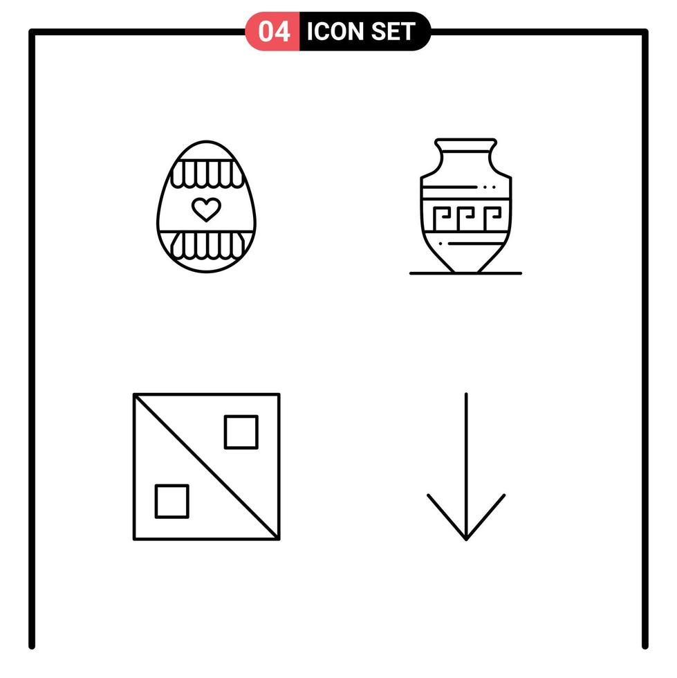 conjunto de 4 paquetes comerciales de colores planos de línea de llenado para el diseño de huevos de pascua vacaciones grecia flecha elementos de diseño vectorial editables vector