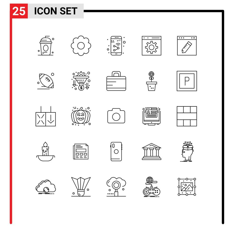25 Thematic Vector Lines and Editable Symbols of browser development app develop wifi Editable Vector Design Elements