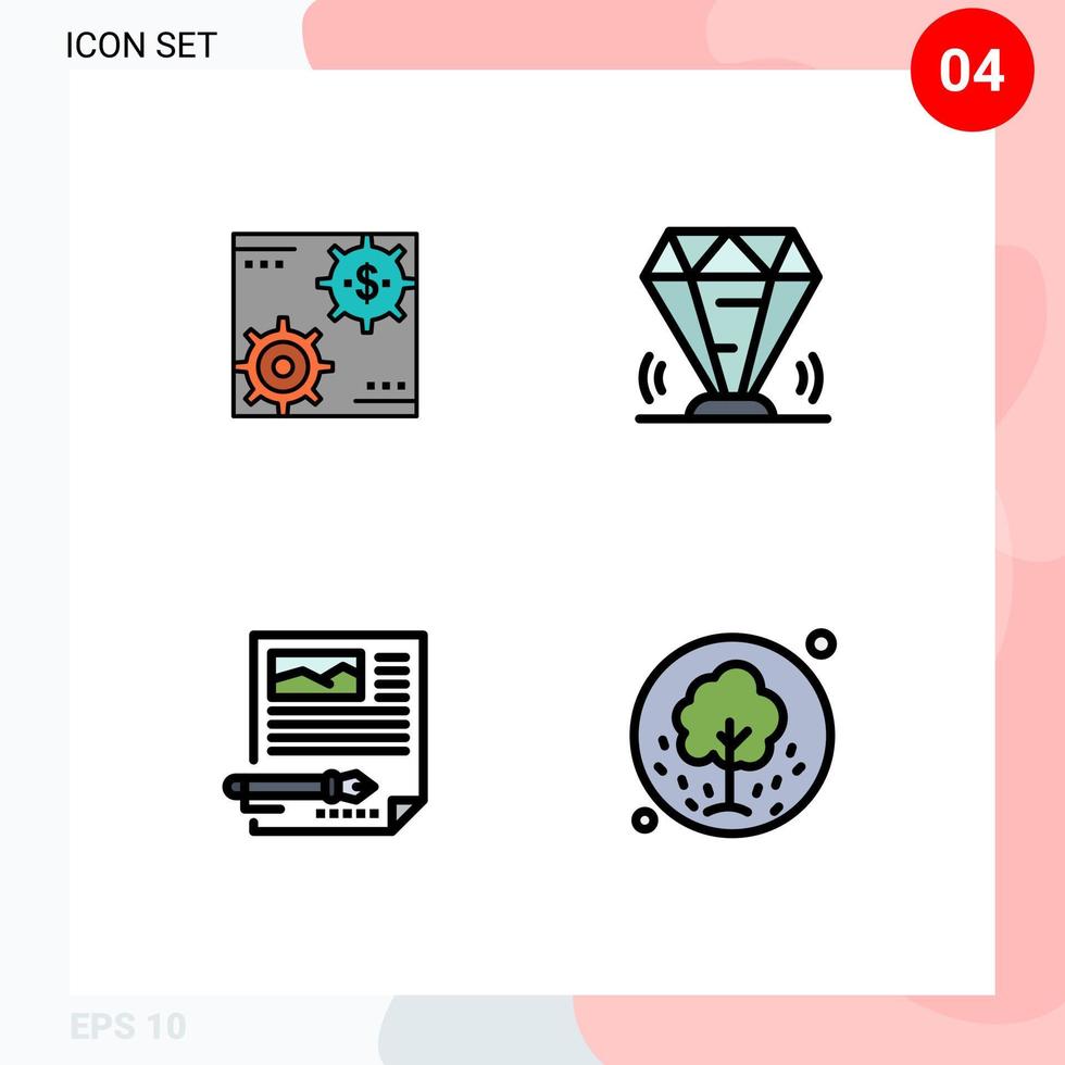 4 Creative Icons Modern Signs and Symbols of revenue gem make profit jewel Editable Vector Design Elements