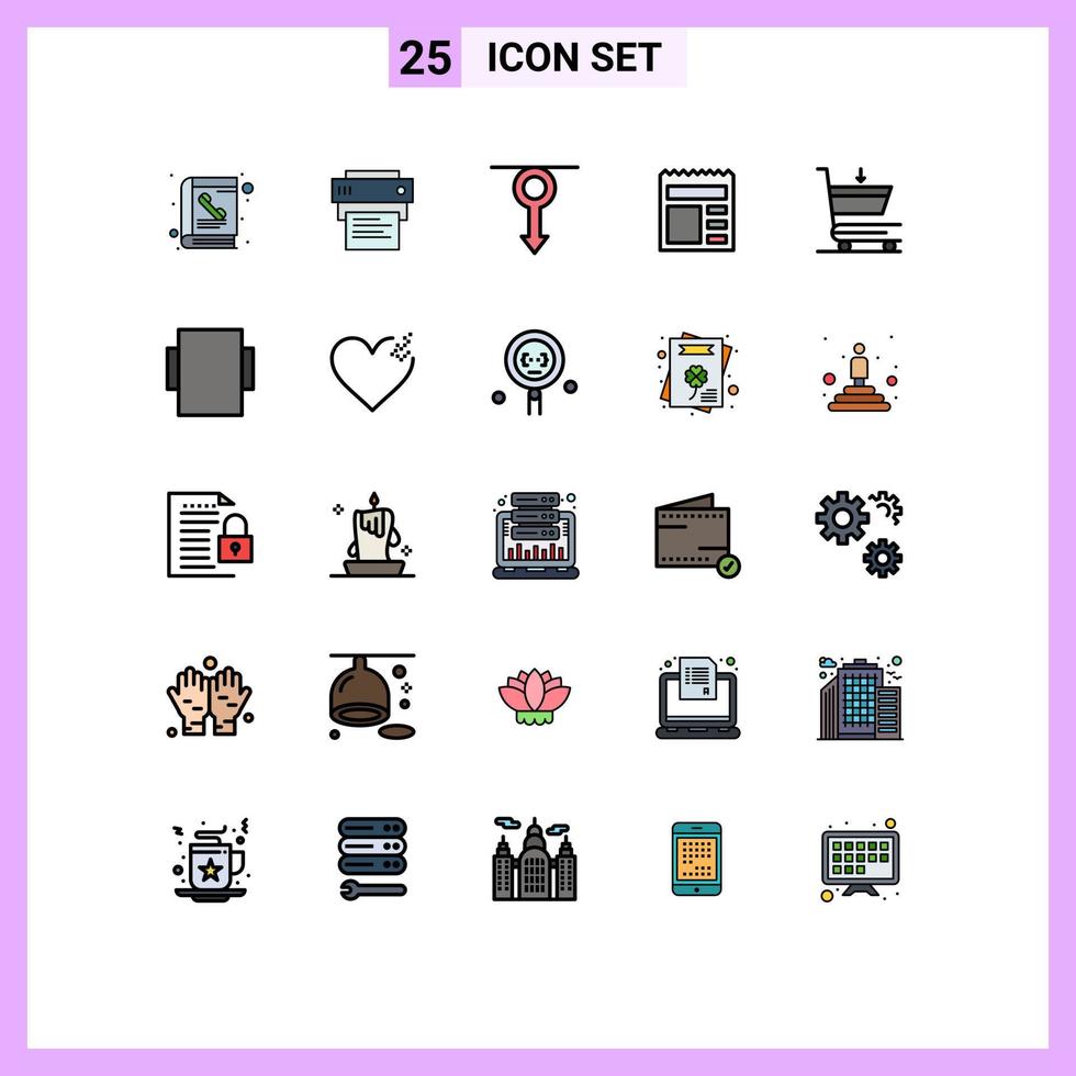 Group of 25 Modern Filled line Flat Colors Set for cart ui boy basic men Editable Vector Design Elements