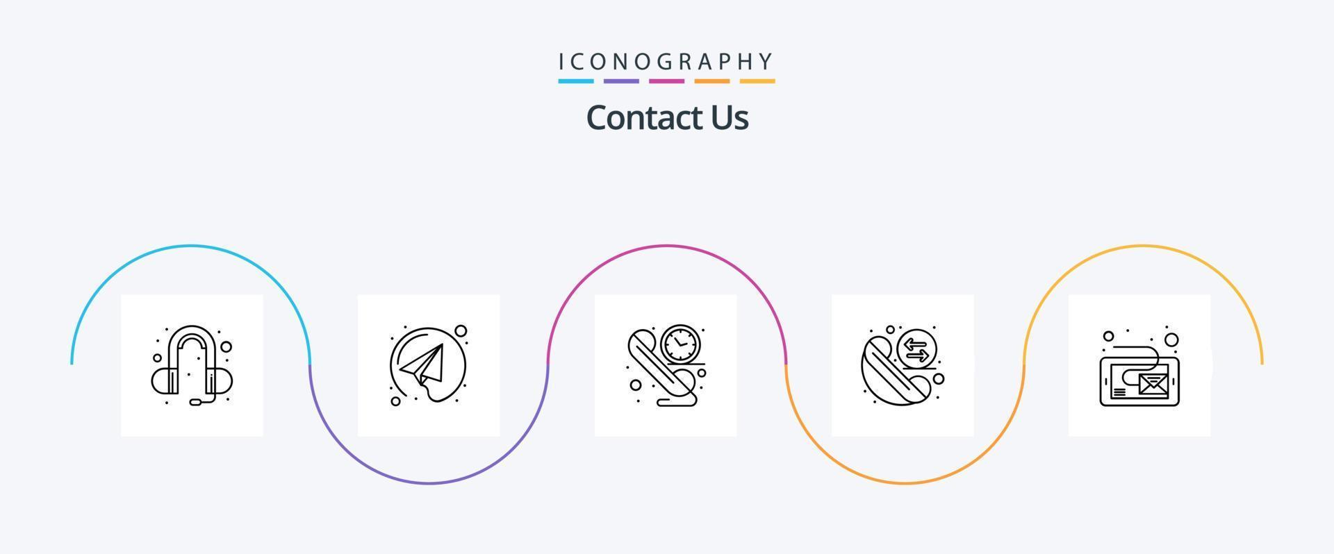 contáctenos paquete de iconos de línea 5 que incluye tableta. bandeja de entrada. contacto. correo electrónico. teléfono vector