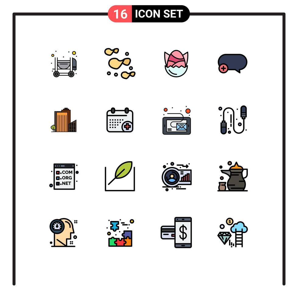 conjunto de 16 iconos modernos de la interfaz de usuario signos de símbolos para la construcción de dormitorios pascua añadir comentarios elementos de diseño de vectores creativos editables