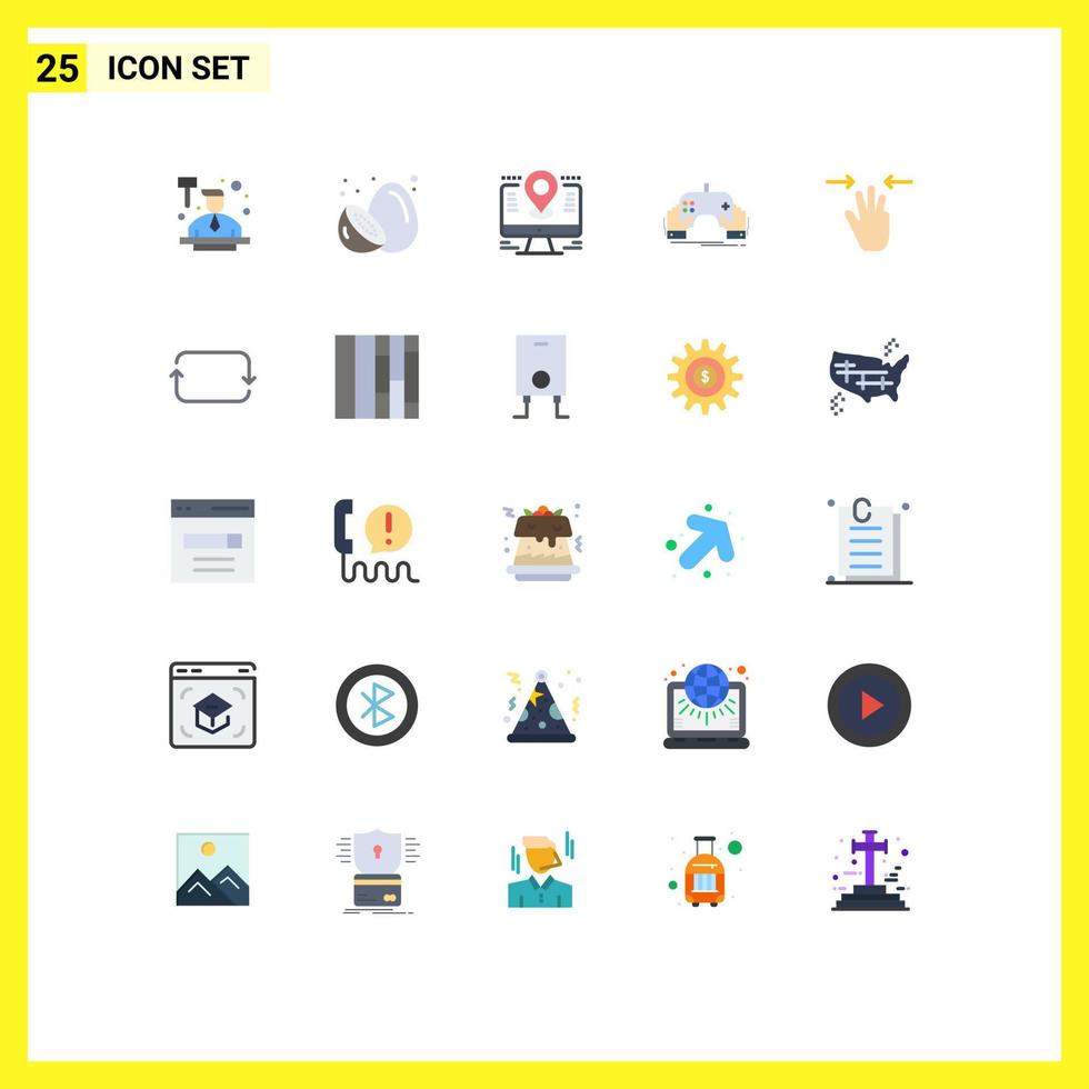 Universal Icon Symbols Group of 25 Modern Flat Colors of entertainment gaming summer fruit game lcd Editable Vector Design Elements