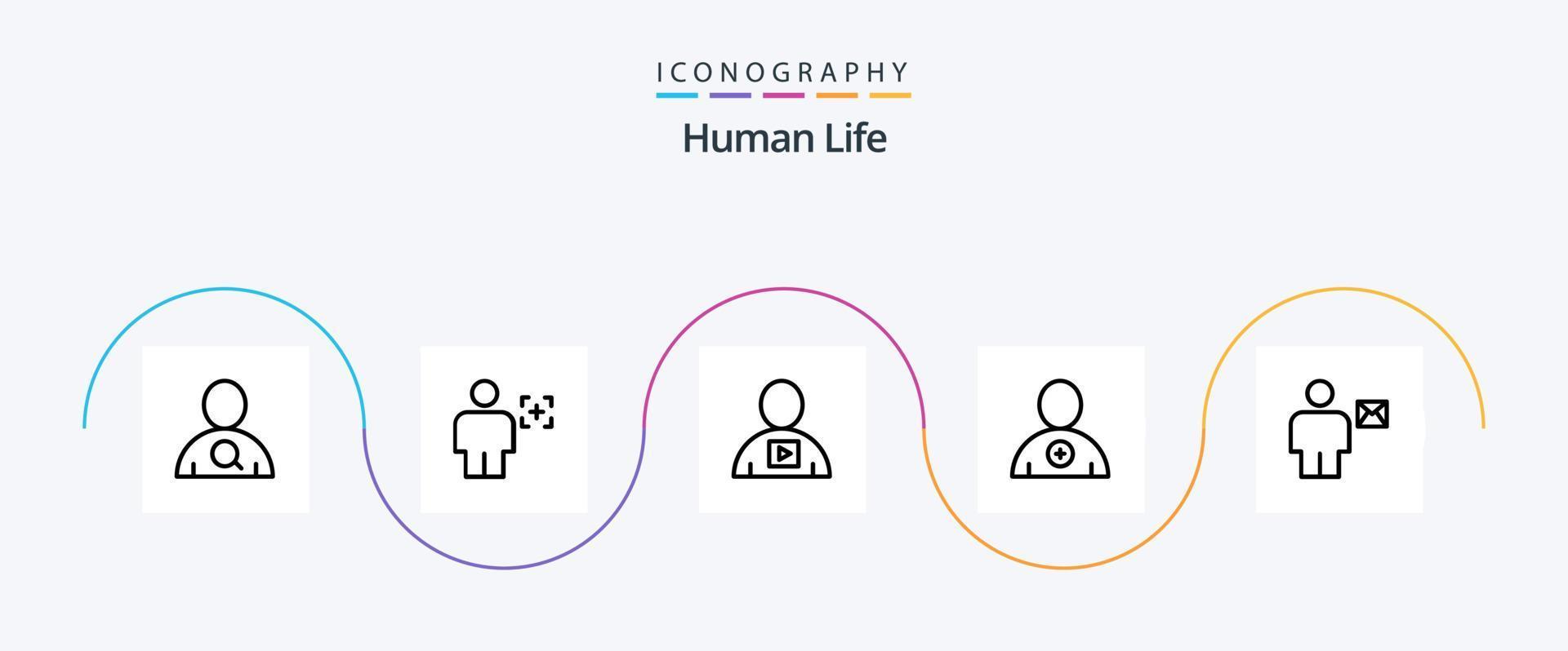 paquete de iconos de línea humana 5 que incluye cuerpo. usuario. avatar. nuevo. video vector