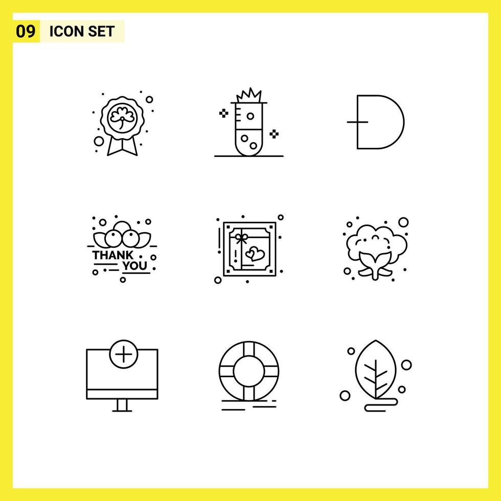 Mobile Interface Outline Set of 9 Pictograms of message cherry nuclear fission currency crypto Editable Vector Design Elements