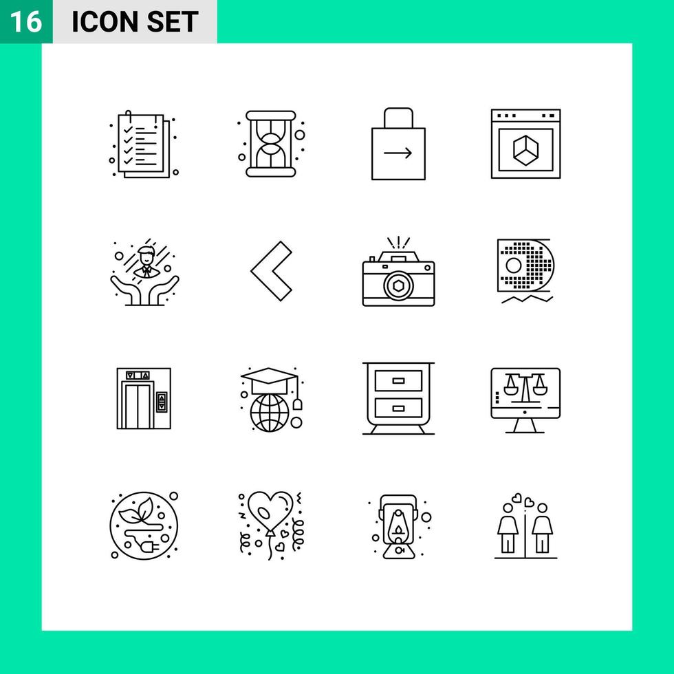 16 iconos creativos, signos y símbolos modernos de atención, aplicación de elemento clave de Internet, elementos de diseño vectorial editables vector