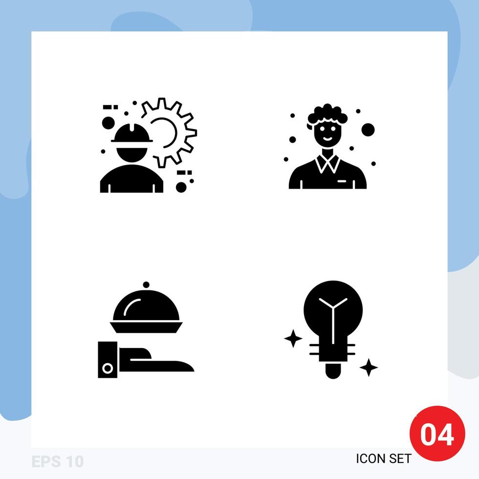 Set of 4 Modern UI Icons Symbols Signs for architect food labour male restaurant Editable Vector Design Elements