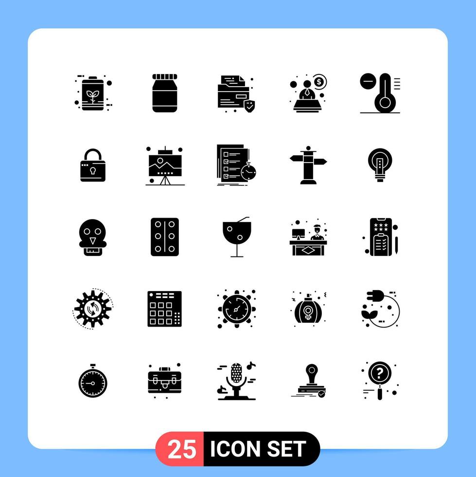 conjunto de 25 iconos modernos de la interfaz de usuario signos de símbolos para calcular la protección de la temperatura disminuir los elementos de diseño vectorial editables especializados vector