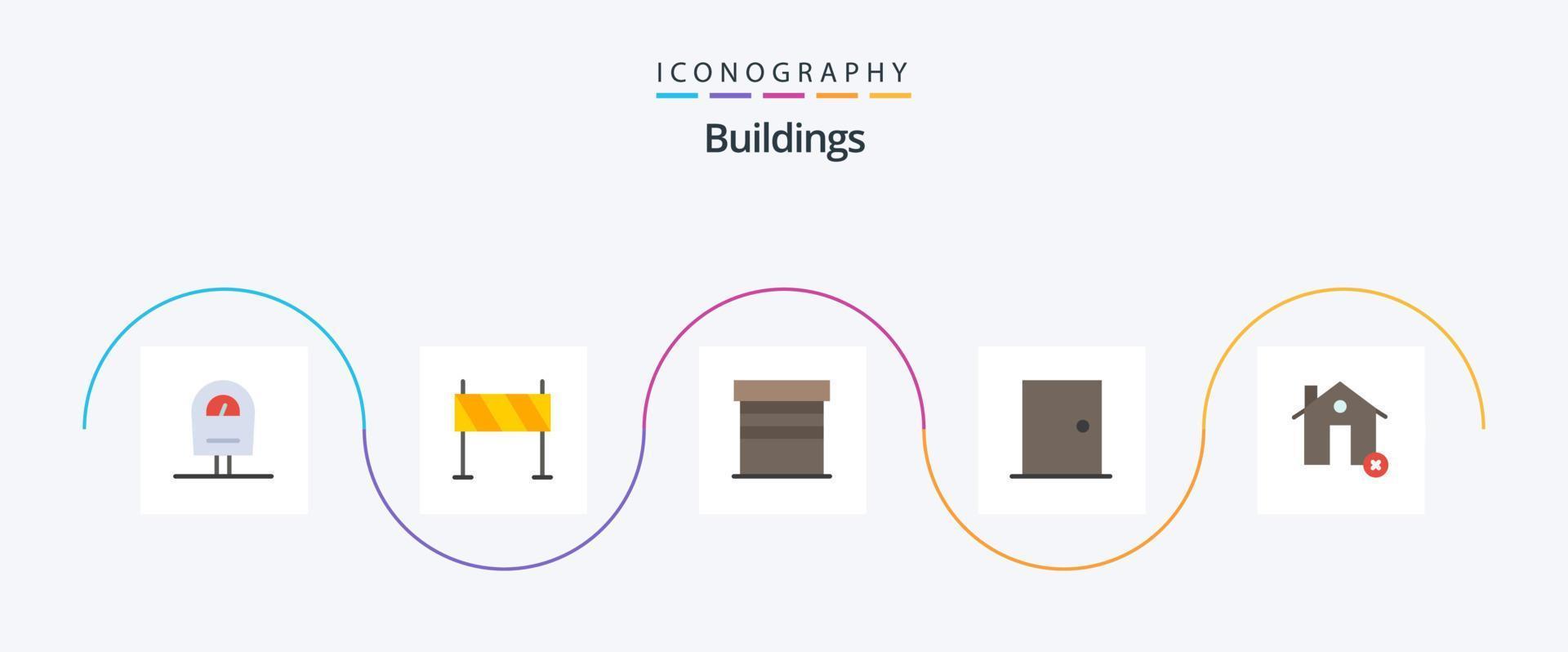 Buildings Flat 5 Icon Pack Including buildings. home. building. gate. buildings vector