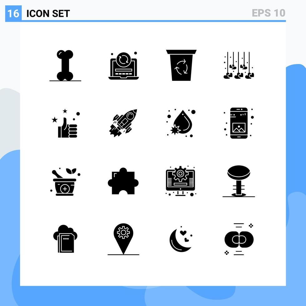 Stock Vector Icon Pack of 16 Line Signs and Symbols for like favorites recycle been wedding heart Editable Vector Design Elements