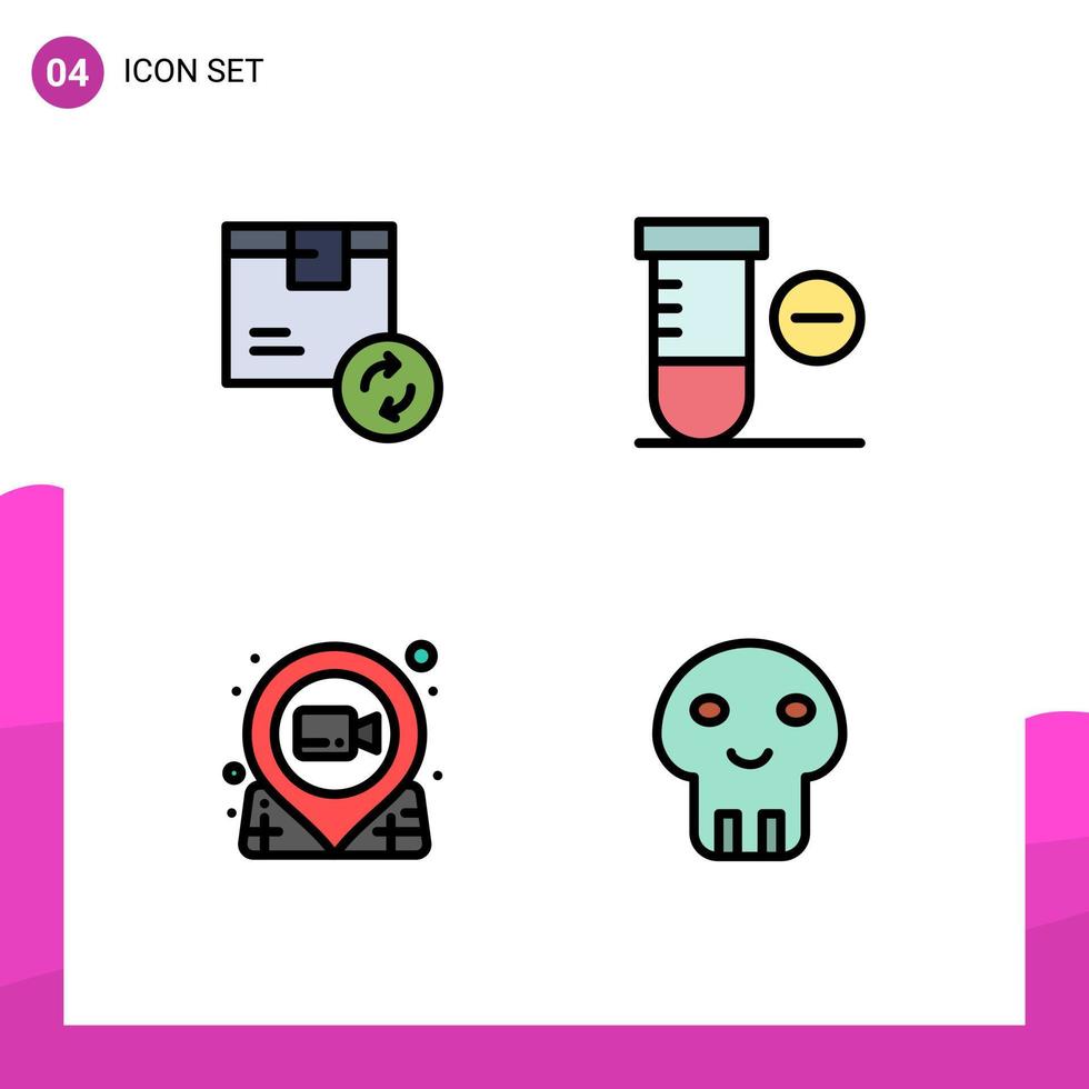 paquete de iconos de vector de stock de 4 signos y símbolos de línea para elementos de diseño de vector editables de pin de ciencia de servicio de ubicación de caja