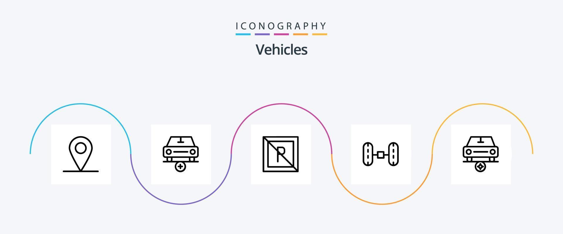 Vehicles Line 5 Icon Pack Including vehicles. important. park. car. van vector