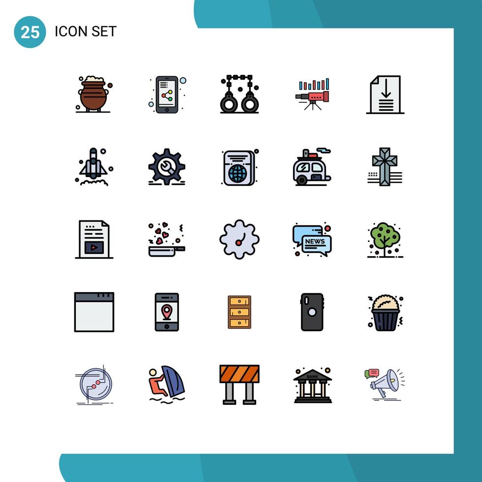 Stock Vector Icon Pack of 25 Line Signs and Symbols for trend forecasting handcuffs forecast telescope Editable Vector Design Elements