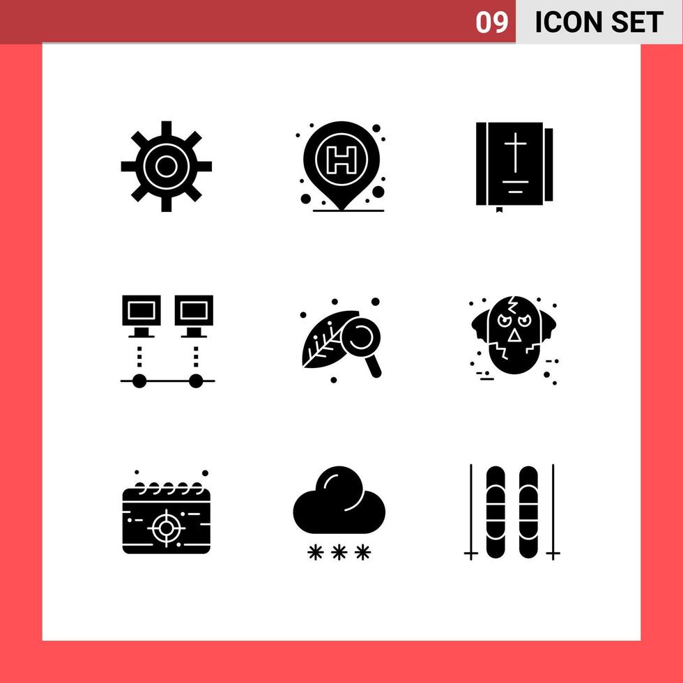 Group of 9 Solid Glyphs Signs and Symbols for pc devices bible connection thanksgiving Editable Vector Design Elements