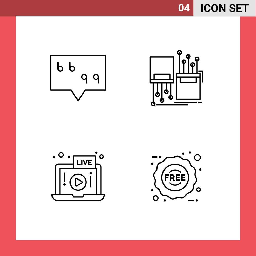 4 Creative Icons Modern Signs and Symbols of bubble video digital lane laptop Editable Vector Design Elements