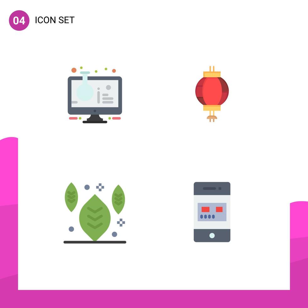 4 Flat Icon concept for Websites Mobile and Apps flask autumn sample tube china thanksgiving Editable Vector Design Elements