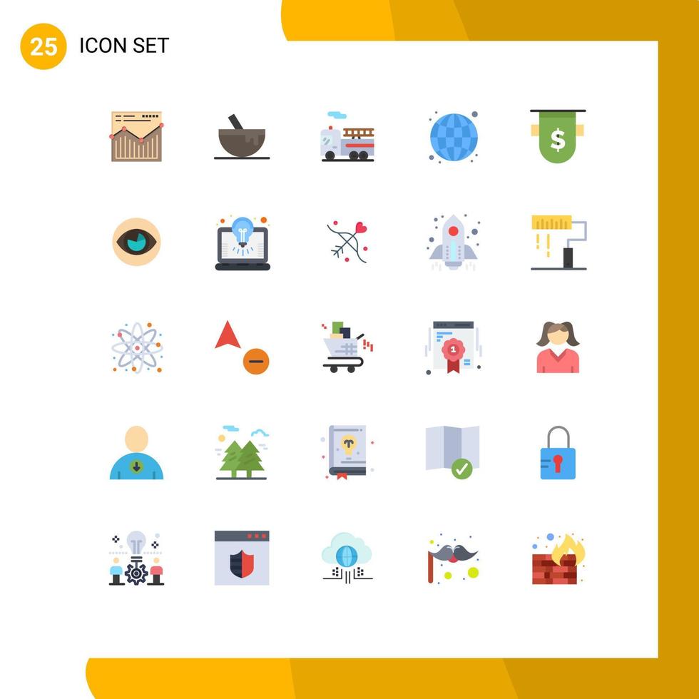 Universal Icon Symbols Group of 25 Modern Flat Colors of currency badges bike web internet Editable Vector Design Elements