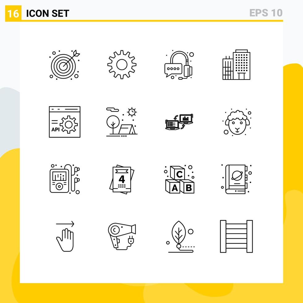 Mobile Interface Outline Set of 16 Pictograms of programming develop ...
