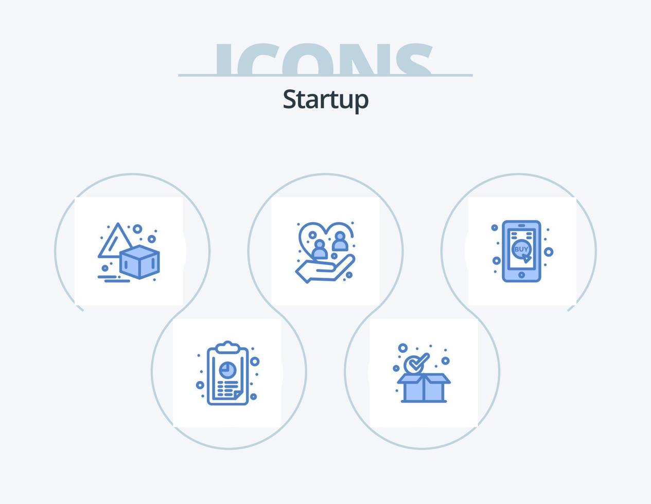 Startup Blue Icon Pack 5 Icon Design. commerce. protection. flip. people. caring vector