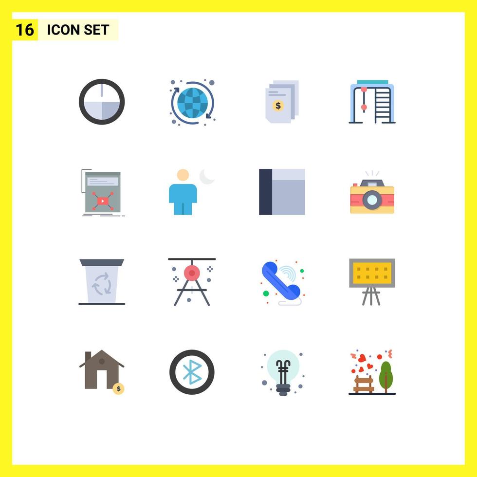 Set of 16 Modern UI Icons Symbols Signs for page game file sport athletic Editable Pack of Creative Vector Design Elements