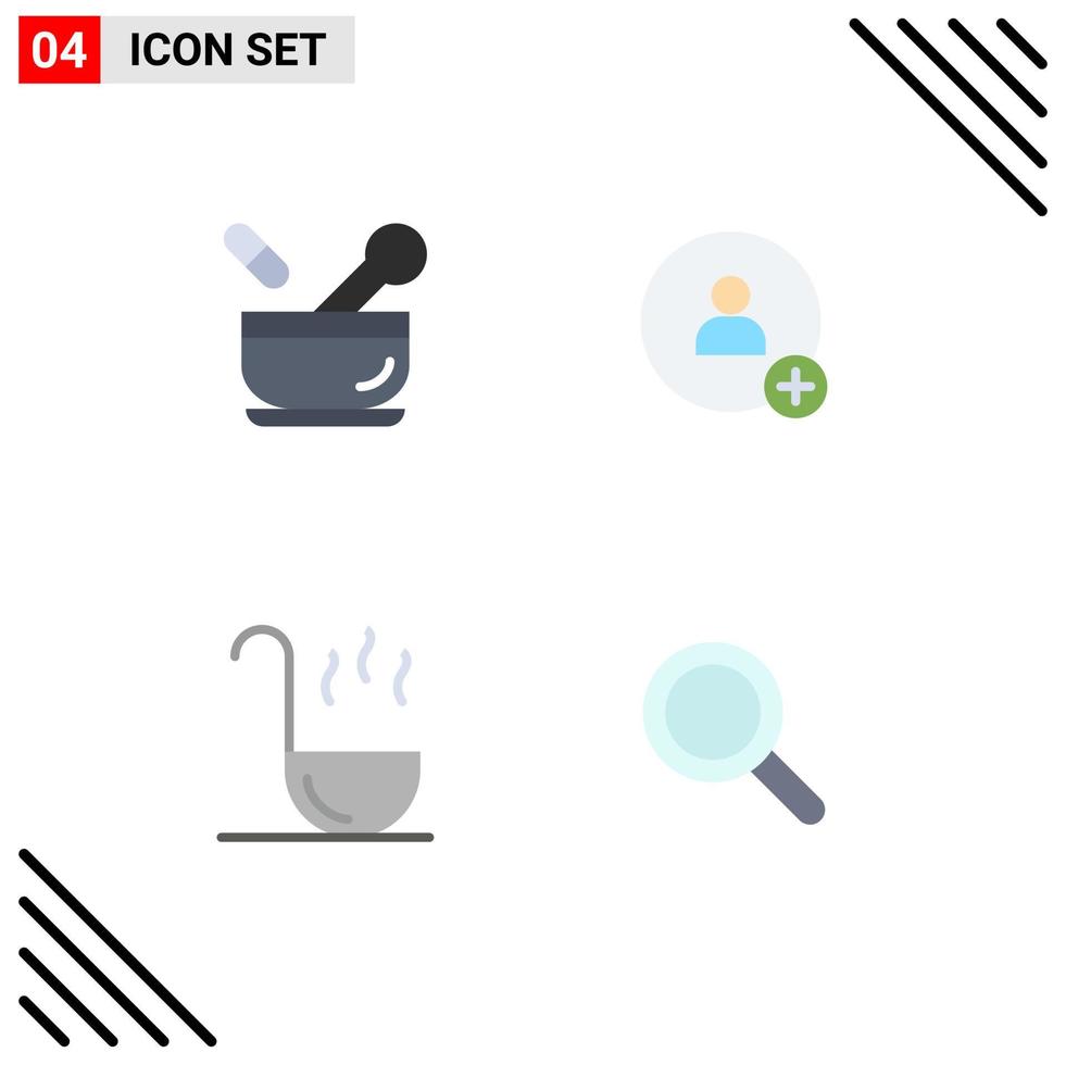 Group of 4 Flat Icons Signs and Symbols for hospital spoon soup twitter look Editable Vector Design Elements
