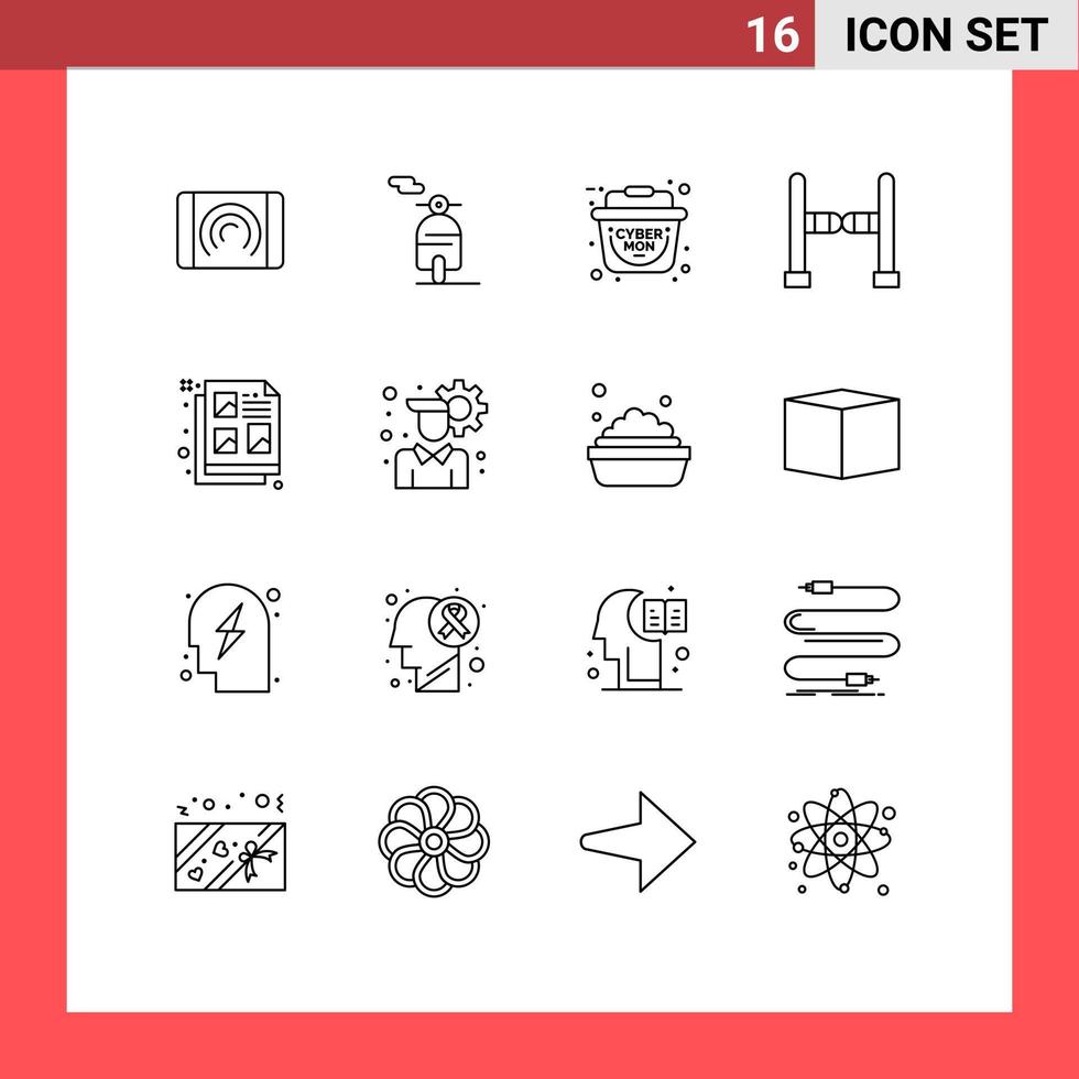 Outline Pack of 16 Universal Symbols of account document sale design swing Editable Vector Design Elements