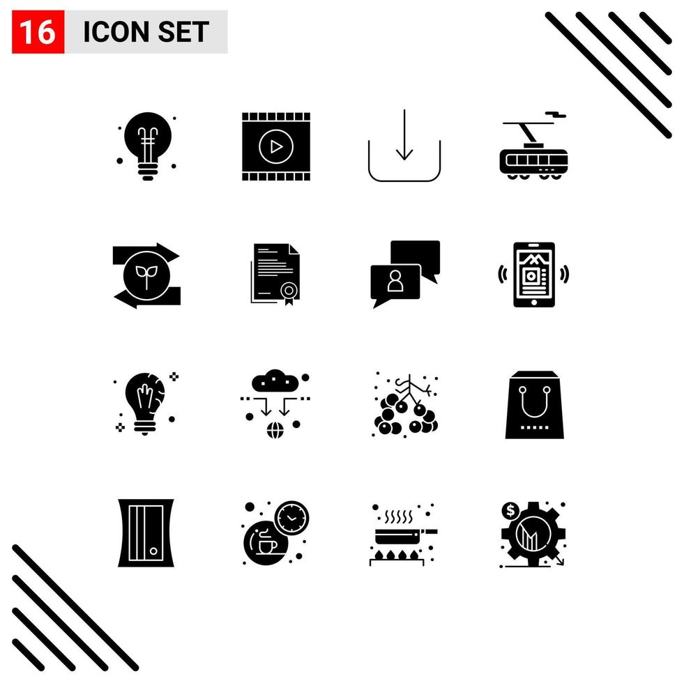 User Interface Pack of 16 Basic Solid Glyphs of right arrow download transport smart Editable Vector Design Elements