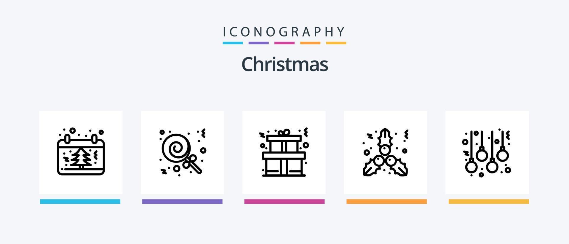 Christmas Line 5 Icon Pack Including christmas. globe. train. gift. bowl. Creative Icons Design vector