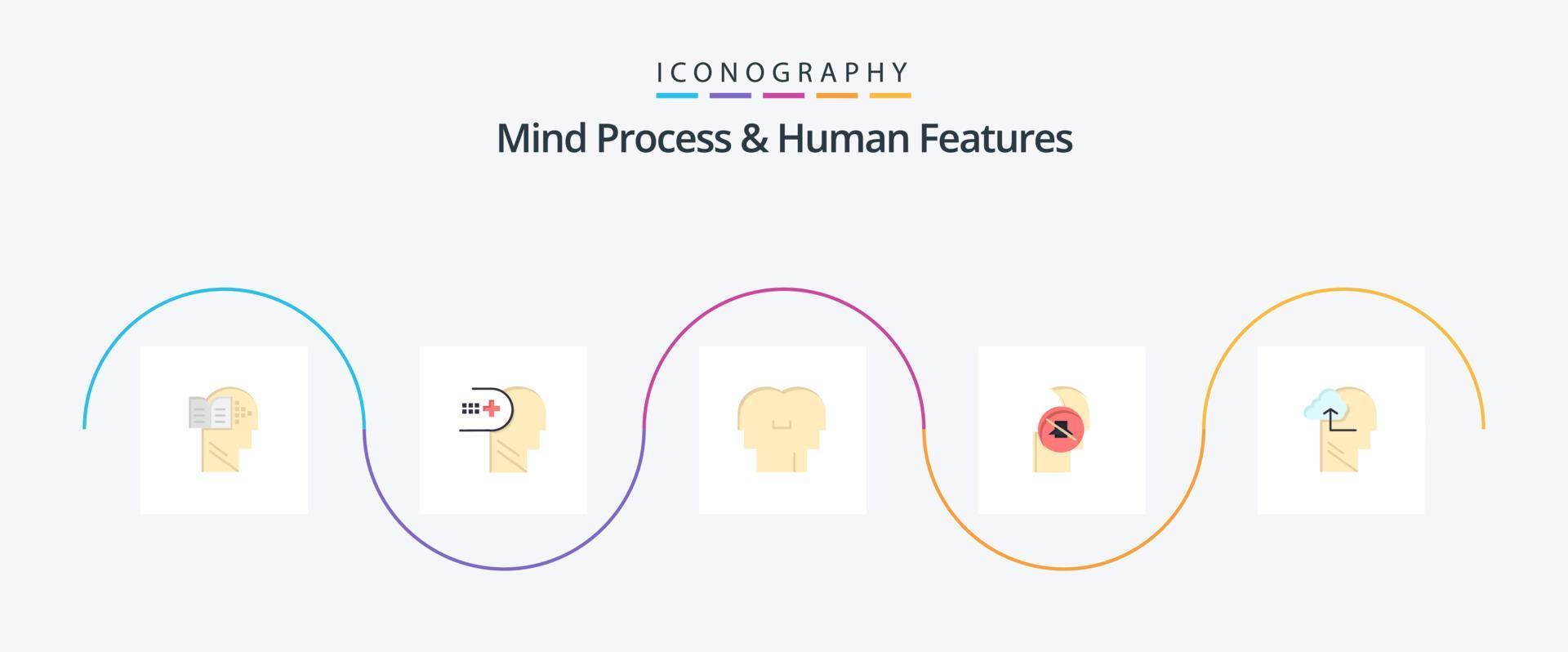 Mind Process And Human Features Flat 5 Icon Pack Including up. knowledge. empathy. human. arrow vector