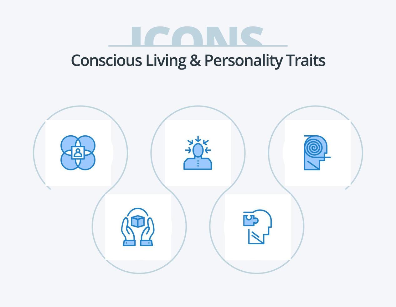 Concious Living And Personality Traits Blue Icon Pack 5 Icon Design. criticism. choice. puzzle. person. human vector