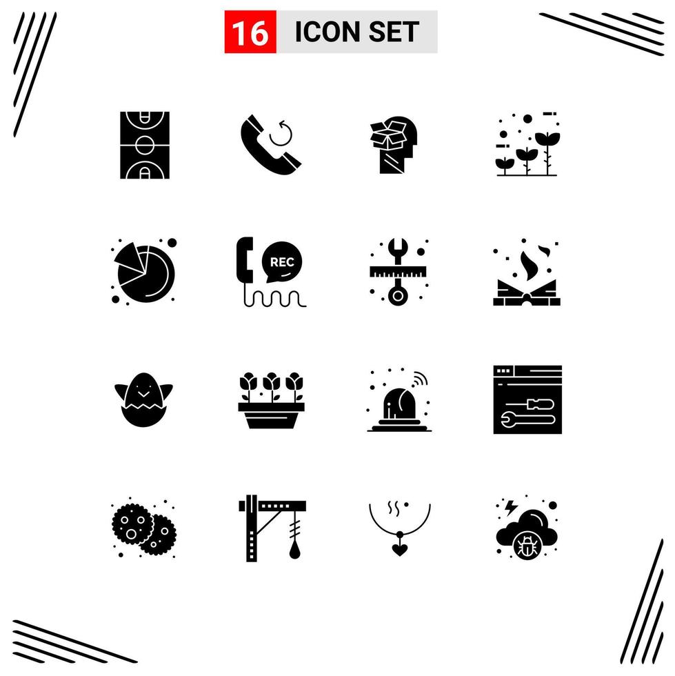 16 User Interface Solid Glyph Pack of modern Signs and Symbols of analytics globe box friendly male Editable Vector Design Elements