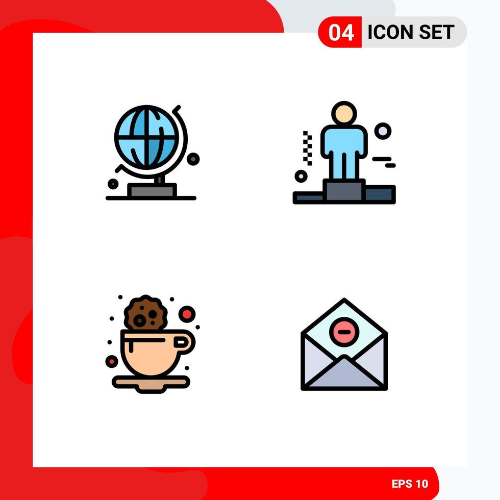 Pictogram Set of 4 Simple Filledline Flat Colors of world cookie business explanation communication Editable Vector Design Elements