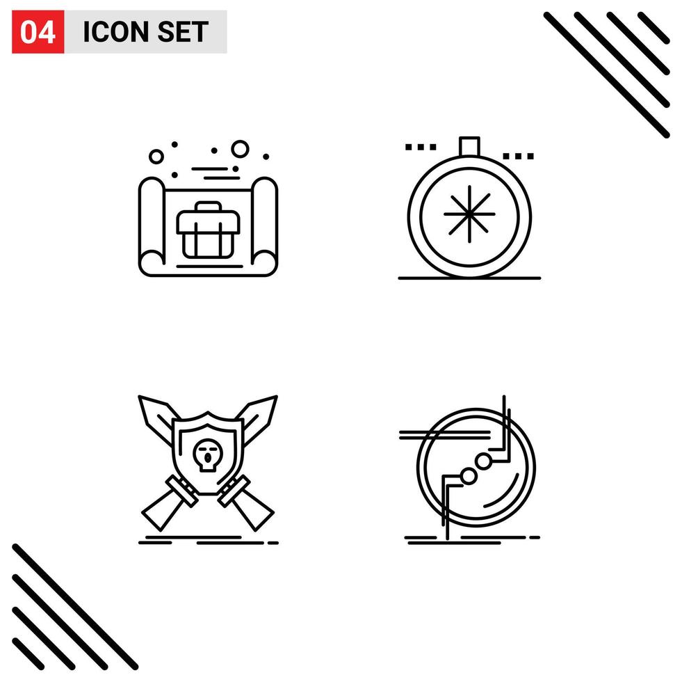 Stock Vector Icon Pack of 4 Line Signs and Symbols for business emblem plan navigation shield Editable Vector Design Elements