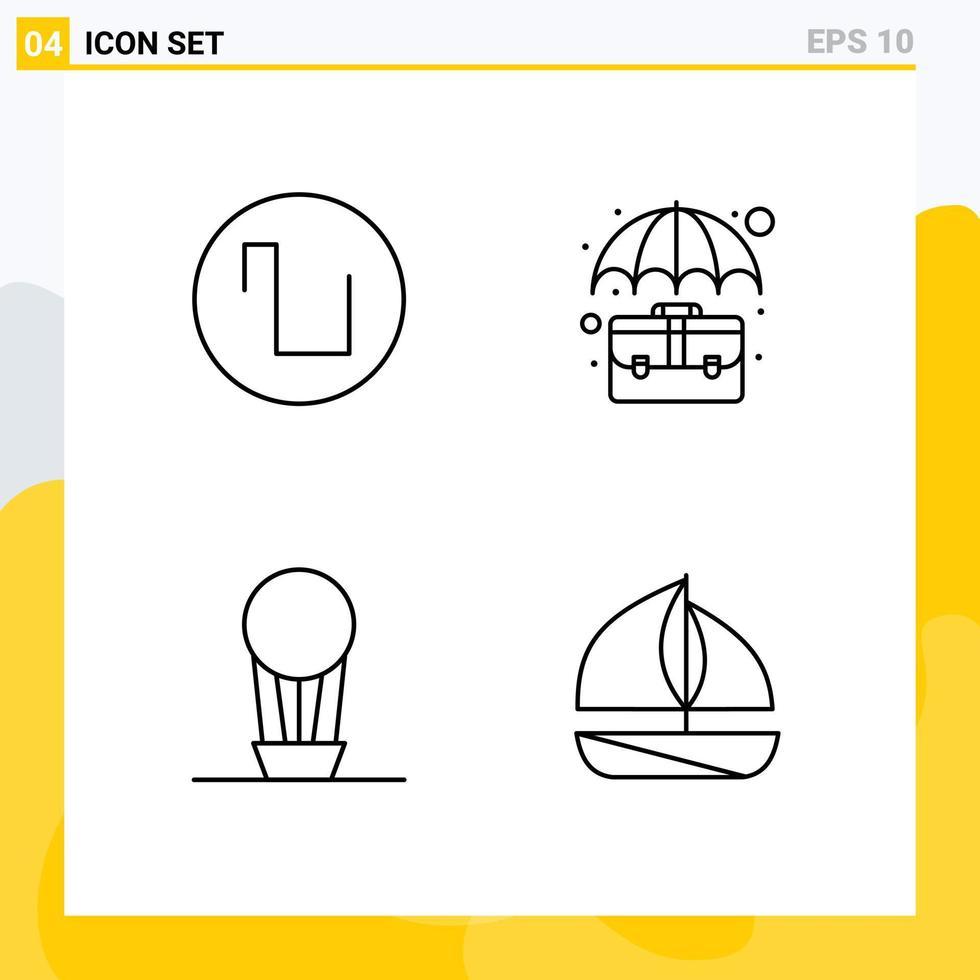 conjunto de 4 iconos de interfaz de usuario modernos símbolos signos para bolsa de globo de sonido seguro playa elementos de diseño vectorial editables vector