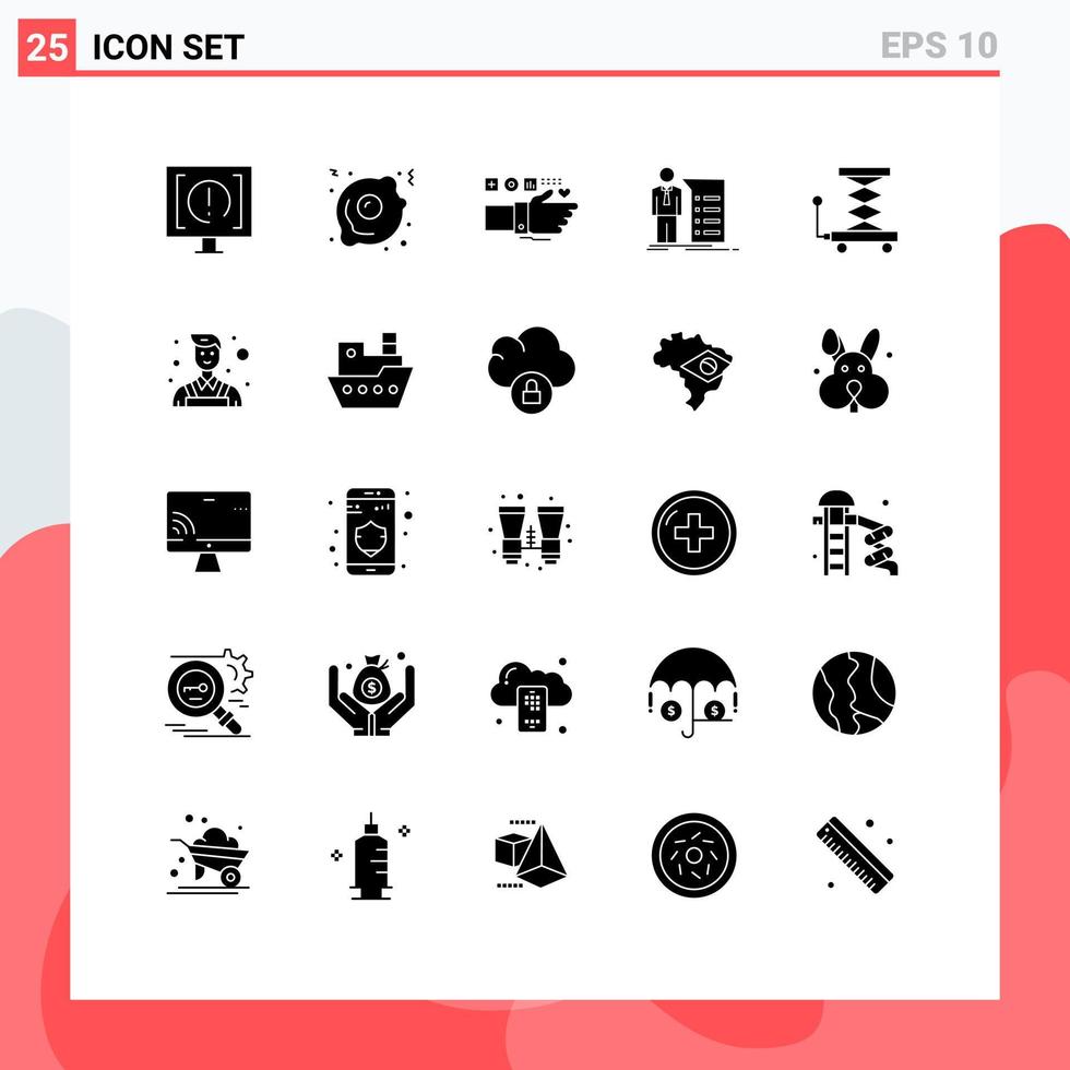 Set of 25 Modern UI Icons Symbols Signs for presentation graph monitoring explanation pulse Editable Vector Design Elements