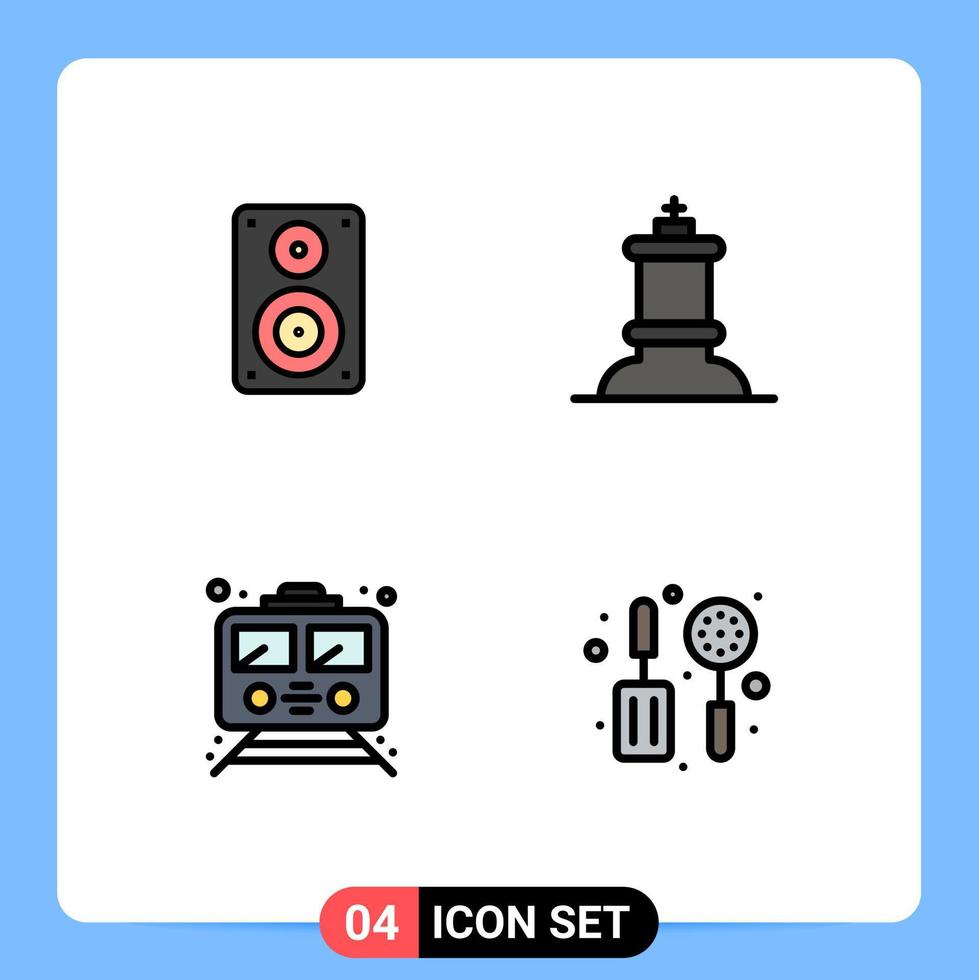 4 iconos creativos signos y símbolos modernos de audio monitor público figura transporte elementos de diseño vectorial editables vector