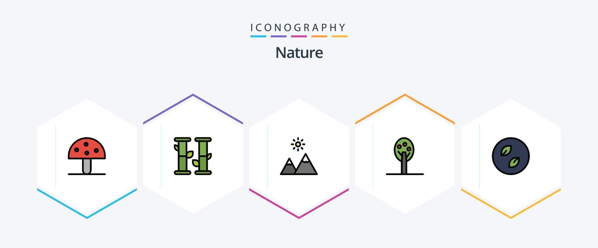 Nature 25 FilledLine icon pack including leaves. ecology. extreme. tree. nature vector