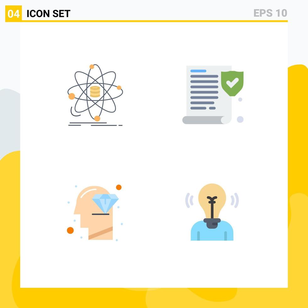 Modern Set of 4 Flat Icons Pictograph of analysis head research paper perfection Editable Vector Design Elements
