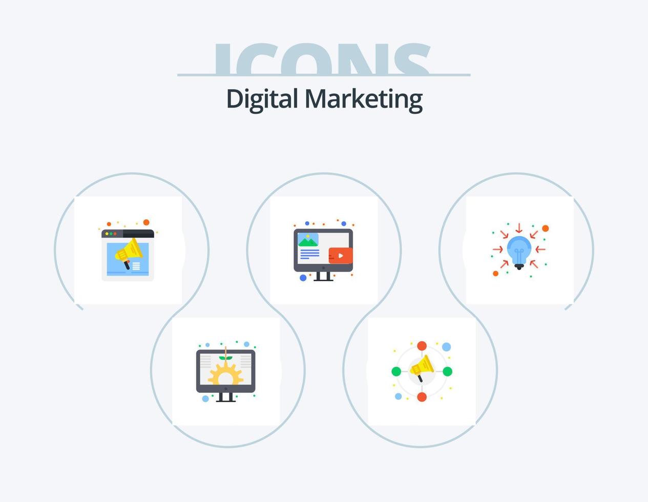 Digital Marketing Flat Icon Pack 5 Icon Design. business. content. browser. blogging. webpage vector