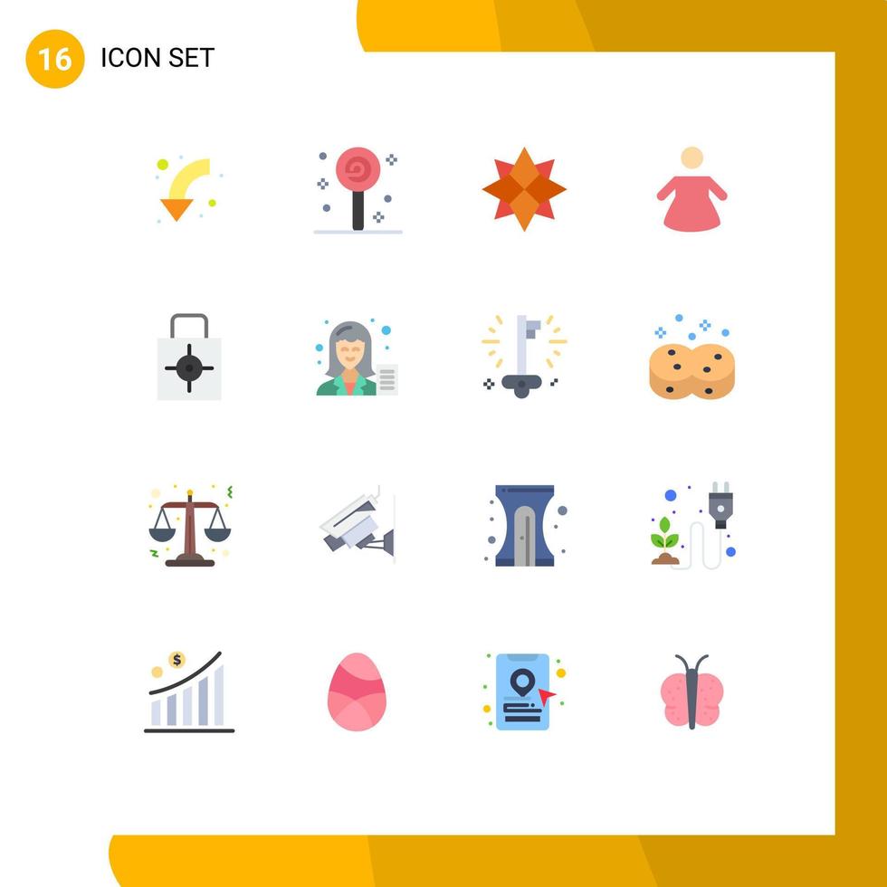 Pictogram Set of 16 Simple Flat Colors of protect key sweet woman xmas Editable Pack of Creative Vector Design Elements