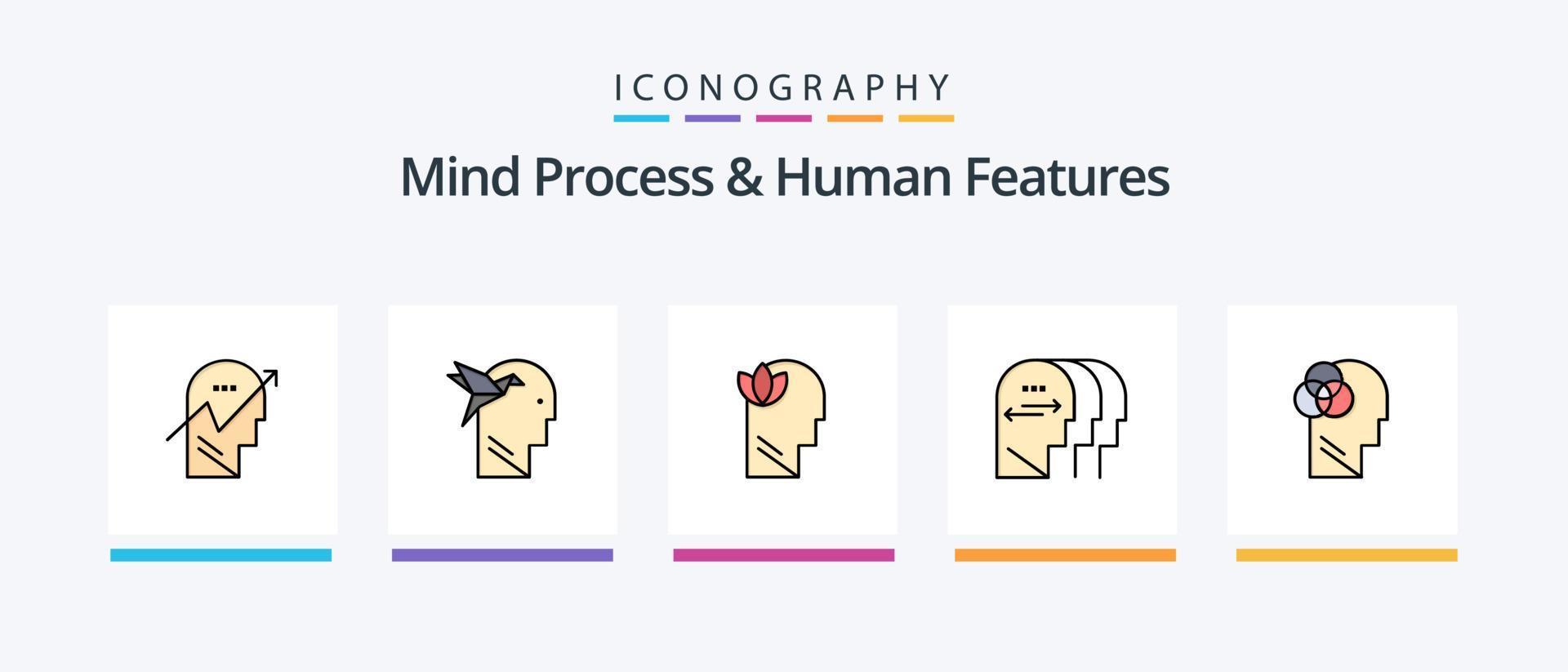 Mind Process And Human Features Line Filled 5 Icon Pack Including mind. globe. failure. business. mind. Creative Icons Design vector