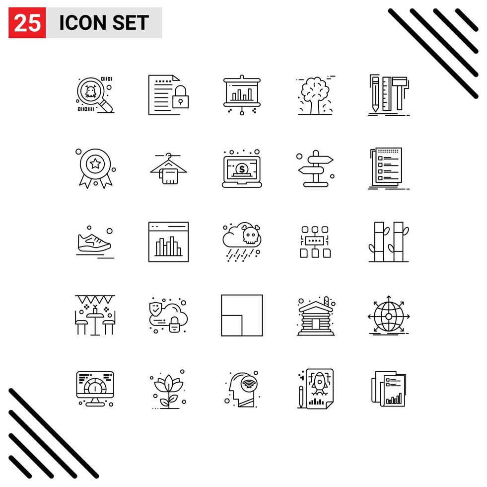 paquete de iconos vectoriales de stock de 25 signos y símbolos de línea para herramientas diseñador diseño de pantalla pinos elementos de diseño vectorial editables vector