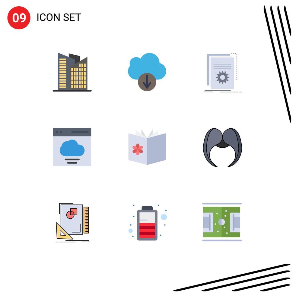 9 Thematic Vector Flat Colors and Editable Symbols of learn book developer user communication Editable Vector Design Elements