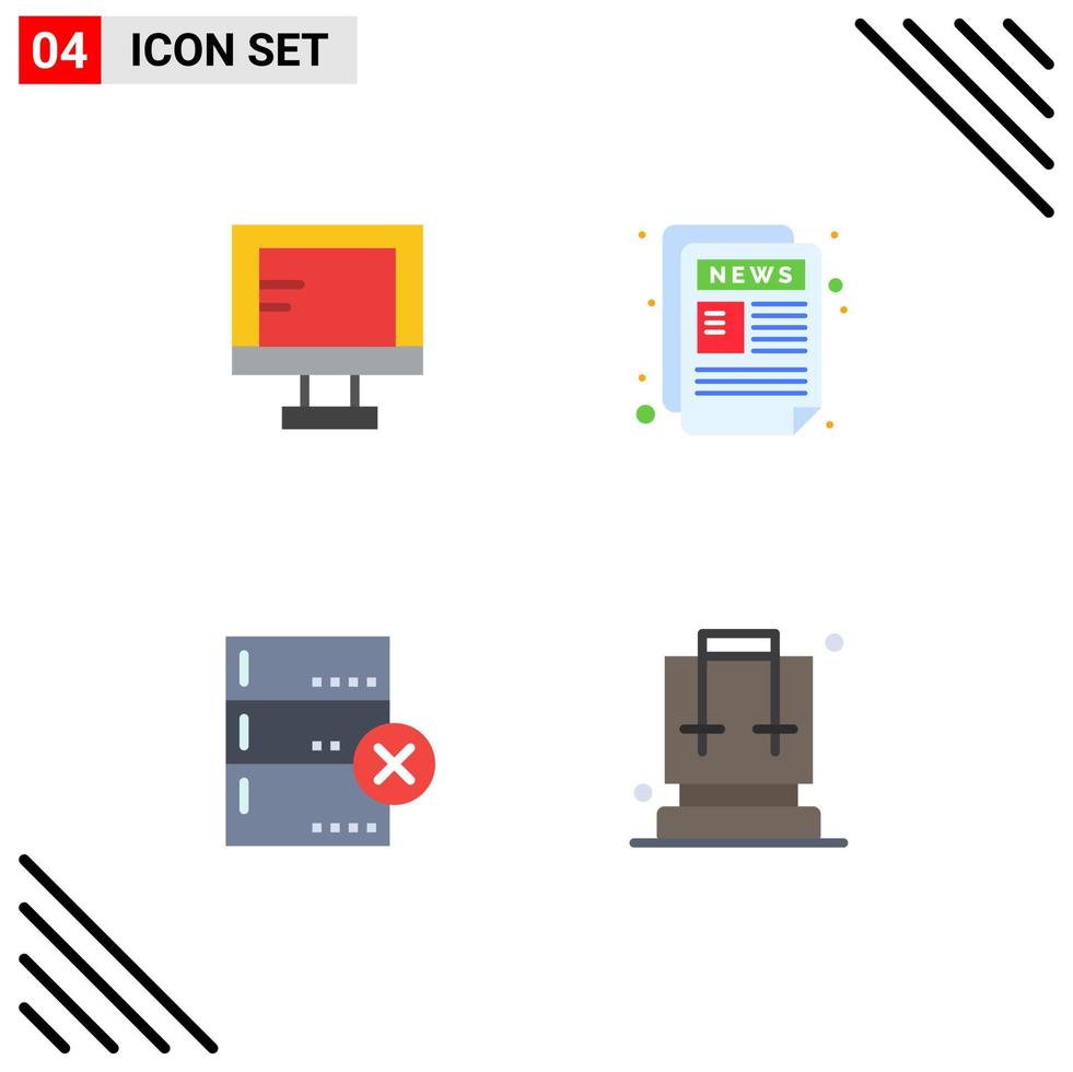 4 Creative Icons Modern Signs and Symbols of computer data school paper backpack Editable Vector Design Elements