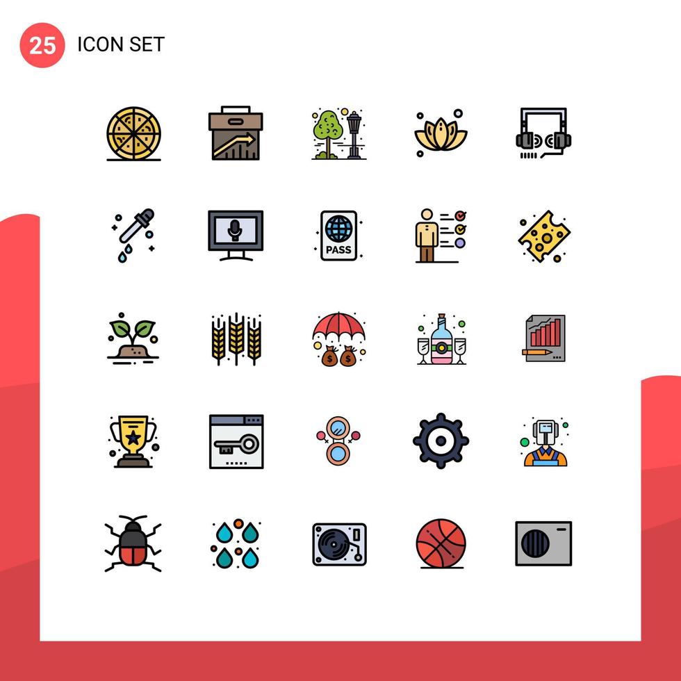 25 iconos creativos signos y símbolos modernos de seo auriculares ciudad árbol hoja elementos de diseño vectorial editables vector