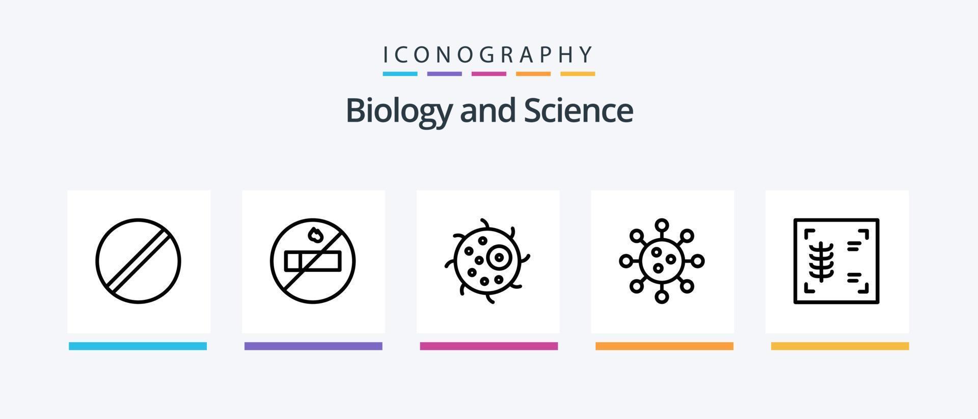 Biology Line 5 Icon Pack Including research. chemistry. chest. biology. eye. Creative Icons Design vector