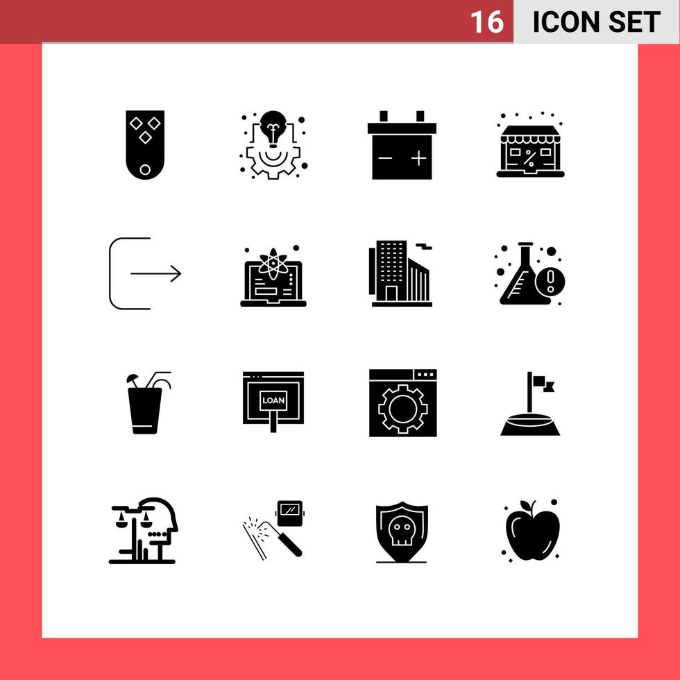 Set of 16 Modern UI Icons Symbols Signs for ui logout light sale online Editable Vector Design Elements