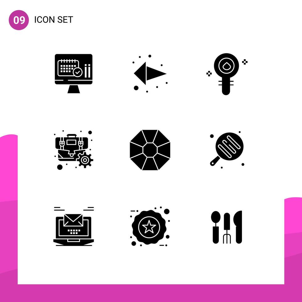 9 Creative Icons Modern Signs and Symbols of diamond gear biochemistry cog laboratory Editable Vector Design Elements