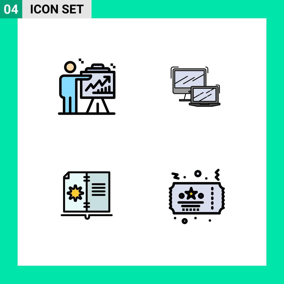 Filledline Flat Color Pack of 4 Universal Symbols of arrow technology efforts business guide Editable Vector Design Elements