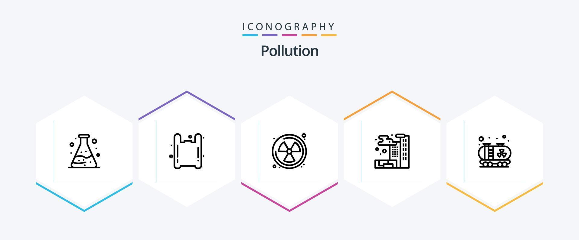paquete de iconos de 25 líneas de contaminación que incluye . tanque. radioactivo. contaminación. contaminación vector